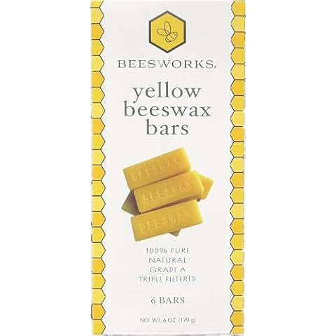 Beesworks Yellow Beeswax Bars (6 oz) | 100% Pure, Cosmetic Grade, Triple-Filtered Beeswax for DIY Skin Care, Lip Balm, Lotion and Candle Making (1 oz Bars - Pack of 6) Cover