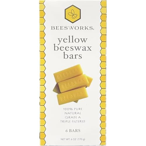 Beesworks Yellow Beeswax Bars (6 oz) | 100% Pure, Cosmetic Grade, Triple-Filtered Beeswax for DIY Skin Care, Lip Balm, Lotion and Candle Making (1 oz Bars - Pack of 6)
