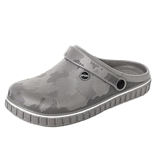 SECHRITE Sabots à Enfiler pour Homme - Antidérapants et imperméables - Bout fermé - pour la Cuisine, Le Bureau, la Plage, la pêche, Gris, 44 EU