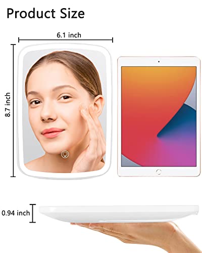Lighted Makeup Mirror With Lights, Portable Travel Vanity Mirror Rechargeable Makeup Beauty Mirror, 3 Color Lighting, Dimmable Touch Screen, Folding Table Cosmetic Mirror With Stand (White) #TOP4