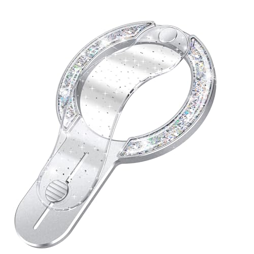 GripMate マグセーフ リング MagSafe対応 iPhone用 リング スマホリング リングホルダー キラキラ マグネット スマホ リング 薄型 取り外し可能 指リング magsafe リング かわいい 女の子 おしゃれ 簡単着脱 落下防止 ワイヤレス充電対応 携帯リング 磁石 iPhone17/16/15/14/13/12対応 グリッターシルバー