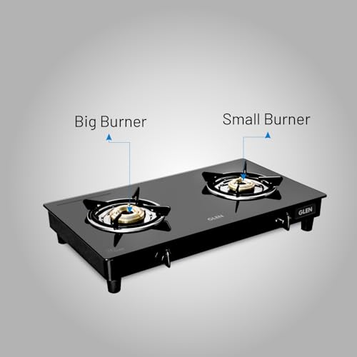 Glen 2 Burner Toughened Glass Top | LPG Gas Stoves | Fuel Efficient Brass Burners | Manual Ignition | ISI Certified | Ergonomic Knobs | Revolving... - Image 4