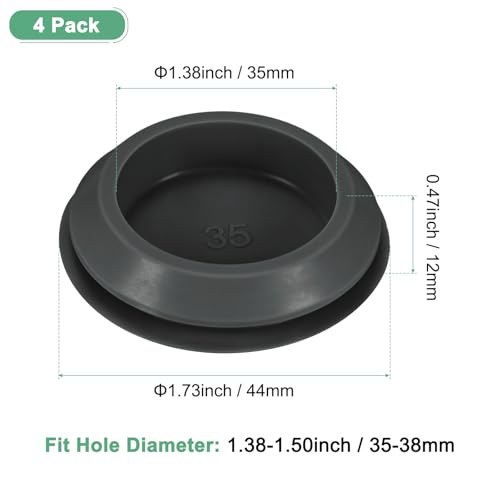 Image of M METERXITY 4-Packs Silicone Hole Plugs, Snap in Locking Hole Plugs for 35-38mm Hole, Round Hole Rubber Plug Kitchen Bulkheads Waterproof Sealing Plugs [Black]