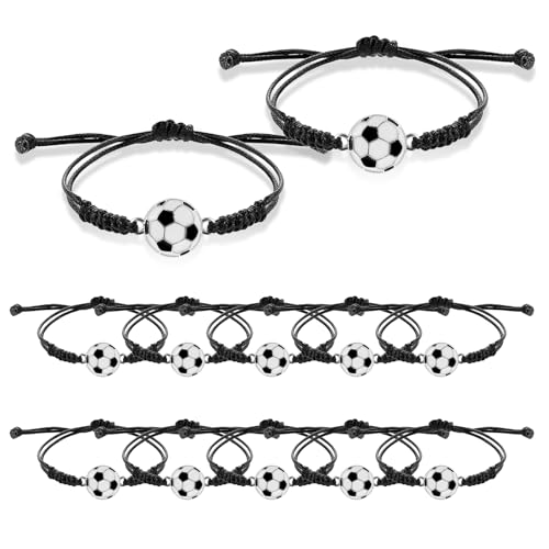 simarro 12pcs Soccer Baseball Basketball Braided Sports Bracelets Sports Accessories Adjustable Football Inspirational Wristbands for Fans Men Women Teen Adults Team