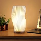 Zenply Novelty Small Table Lamp for Bedroom,Vintage Style Striped Small Night Light Lamp, Mini Bedsi