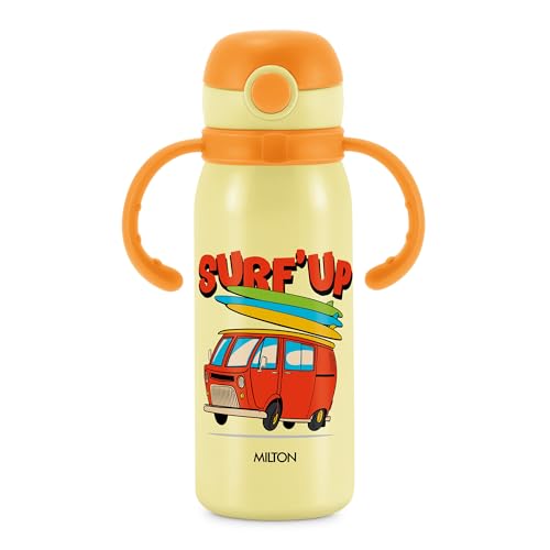 Image of MILTON Fountain 650 ISI Certified Stainless Steel Water Bottle, Leak Proof, Rust Proof, Single walled,1 Yr Warranty, Ideal Sipper Water Bottle for School Kids Bottle, 625 ml, Ivory (Surf'Up)