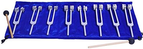 ENERGYSOUND Chakra Tuning Forks Set for Healing 7 Chakra+1 Soul Purpose Weighted Tuning Forks with Rubber Mallet,Velvet Storage bag, Aluminum Alloy