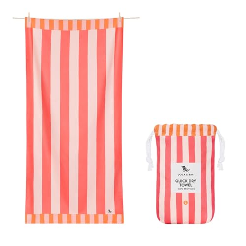 Dock & Bay Strandhandtuch - Schnell trocknende Mikrofaser, ohne Sand - Kompakt, Leicht - 100% recycelt - Inklusive Beutel - Raspberry Road - Extra Large (200x90cm, 78x35)