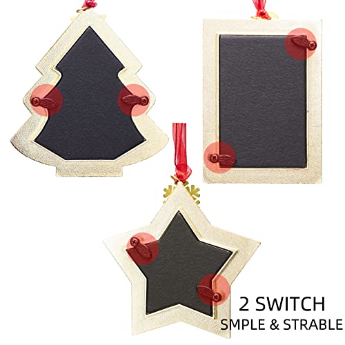 2022 Christmas Tree Ornaments Set 3 Pieces- Made Of Zinc Alloy Glitter Powder Pendant 2.5 Inch Picture Frame For Pet And Baby Holiday Keepsake Gift(Colorful-1) #TOP5