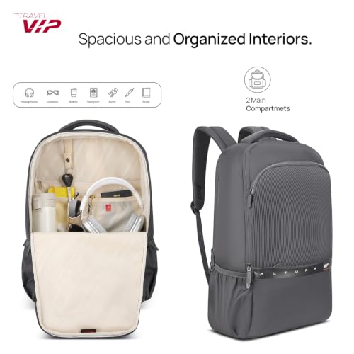 Image of VIP VOGUE 17 Inch Compatible Laptop Backpack 27L + 5L Expandable | Water-Resistant with 3 Compartments | Padded Laptop Sleeve, Side Bottle Pocket | Office & Travel Backpack for Men & Women