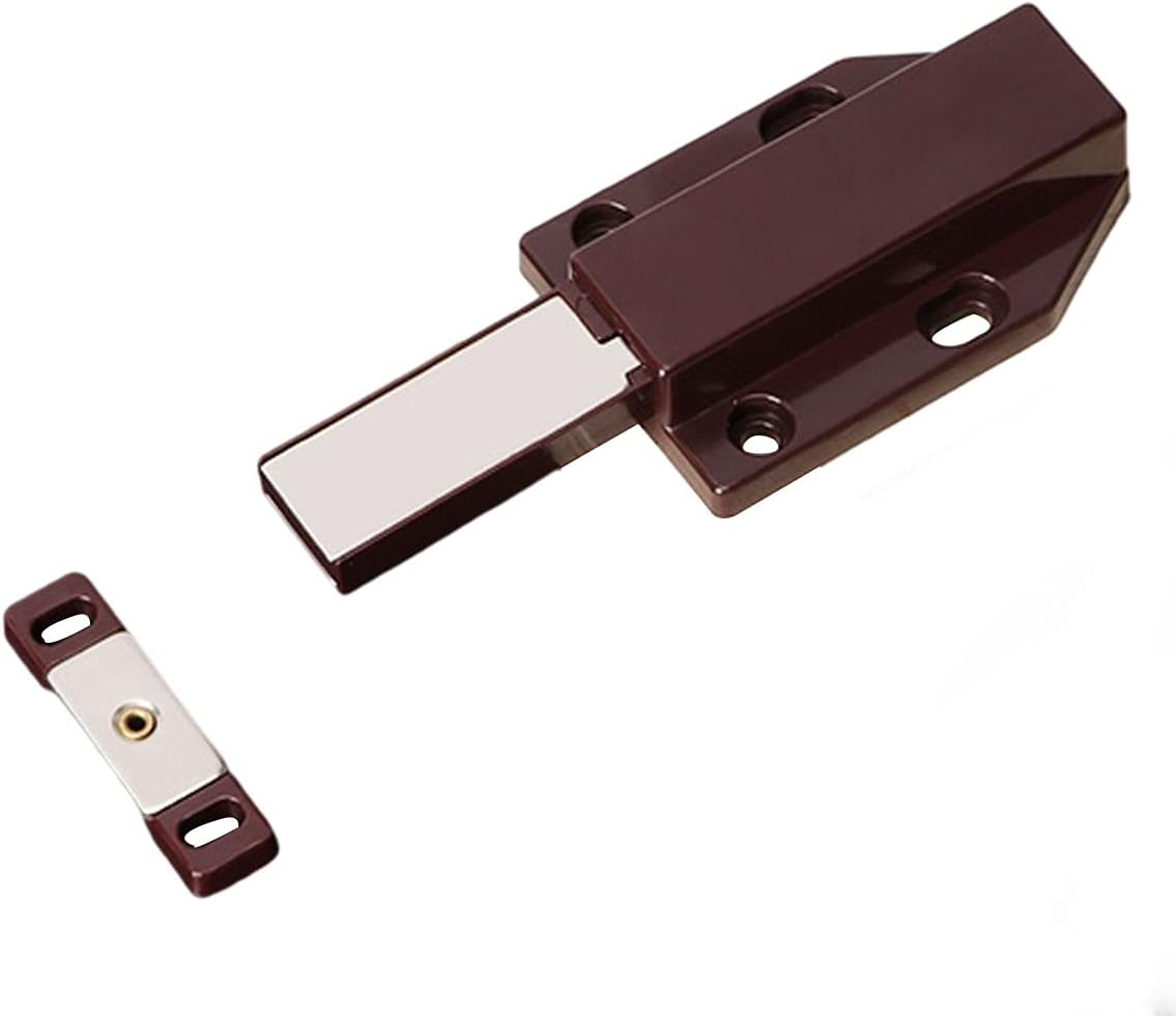Push-to-Open Door Catch Cupboard Latch 2 Pack to Open Cabinet for, Drawer, Wardrobe, Chipboard, Sideboard, Cooking Utensils(Brown)