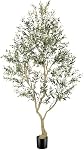 FEELEAD 8ft Faux Olive Tree – Large Faux Olive Plant Indoor with Pot, Lifelike Olive Trees Artificial Indoor, Tall Fake Olive Tree for Living Room Decor