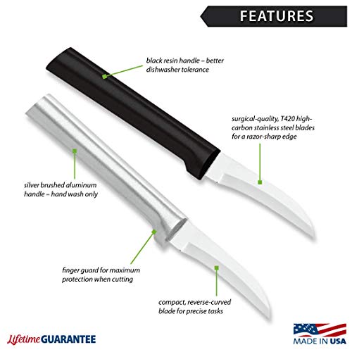 Rada Cutlery Curved Paring Knife Stainless Steel Blade With Aluminum Made In Usa, 6-1/8 Inch, Silver Handle #TOP5
