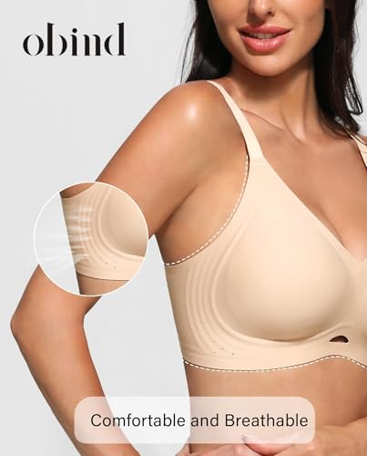 obind Wireless Jelly Bras for Women Push Up Seamless Comfort T-Shirt Bra Nude — view 2