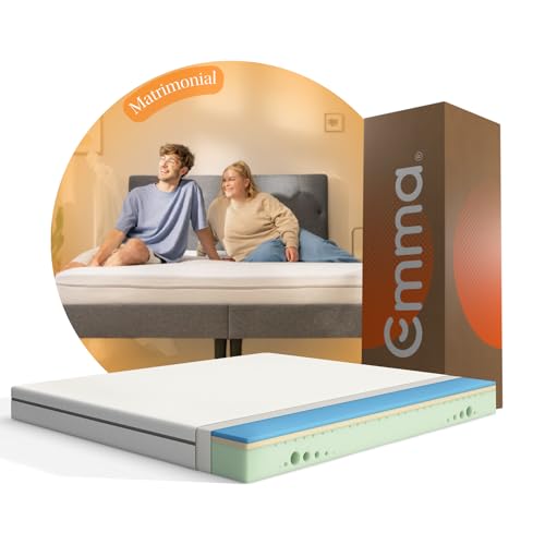 Emma Colchón Matrimonial Comfort, Colchón de Memory Foam I 135x190 cm | Tecnología Cut-Outs I Colchones en Caja I Tecnología Alemana I Soporte Ergonómico I...