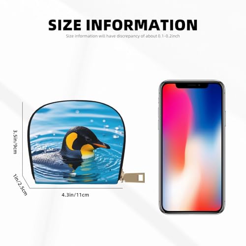Penguin Puddle Print Credit Card Holder, PU Leather Small Card Bag Wallets with Zipper for Women Men id Business Card3