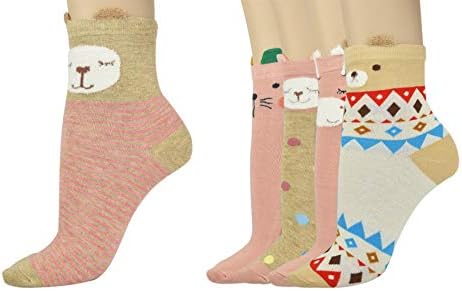 Vinsani® Cat Dog Owl Pet Animal Cute Print Socks 5 Pairs Pack - Multi Design & Colour OneSize Fits All Cotton Socks