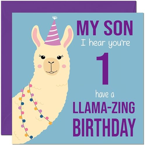 Carte d'anniversaire lama pour fils – Llamazing – Carte d'anniversaire amusante pour enfants de 1 an