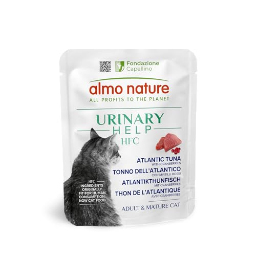 Almo Nature HFC Urinary Help - Nourriture Humide pour Chats - Soutien des Voies Urinaires - Thon de l'Atlantique et Cranberries - Qualité Alimentaire Humaine,...