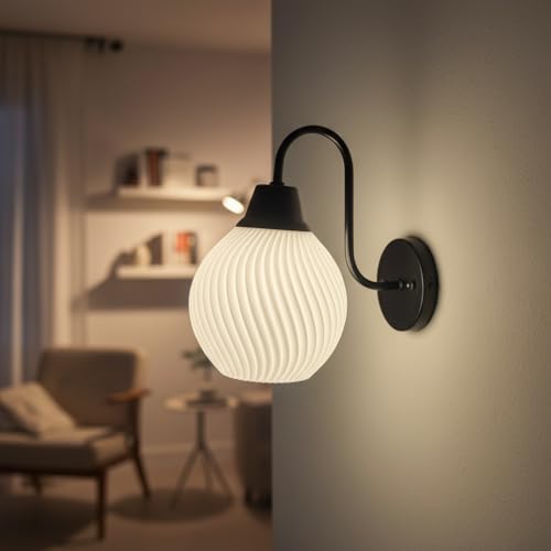 Image of Wall Lamp for Living Room | Wall Light Bedroom, Wall Decor with 7-INCH Unbreakable Polycarbonate Lampshade and Metal Fitting(with Bulb) (Dune)