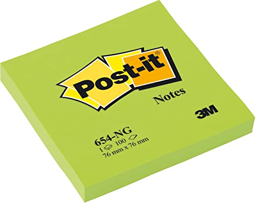 Post-it Notes 76 x 76 mm Vert Néon bloc note adhésif papeterie bureau