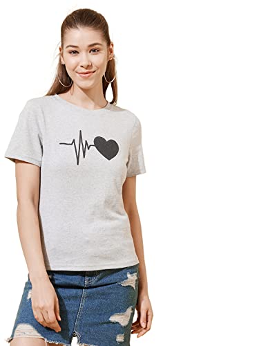 Image of Women Heart Printed Cotton Blended Top