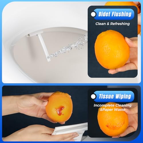 Clirass Bidet Toilet Seat Elongated Bidet Seat with Slow-Close, Non-Electric Bidet seat with Dual Nozzles, Fit Elongated Toilet Seat, Water Pressure Control,Easy to Install