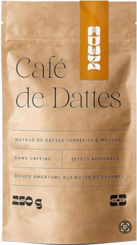 Café de huesos de dátiles de Irán: alternativa natural sin cafeína, 100% natural y fuente de antioxidantes | Suave amargor con notas de caramelo y avellana | Huesos de dátiles tostados y molidos
