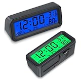 SKIKHN Mini Horloge de Voiture,Mini Horloge Numérique Solaire pour Voiture,Horloges Numérique de Tableau de Bord de Voitures,Affichage LCD Numériques,Date,Température pour Tableau de Bord de Voitures
