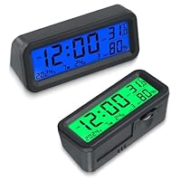 SKIKHN Mini Auto Uhr,Digitale Auto-Uhr,Solar-Mini-Digitaluhr,Fahrzeug Elektronische Digitaluhr,für das Armaturenbrett,Zeit,Datum,Temperaturanzeige,Luftfeuchtigkeit,Car Clock für Zuhause,Auto