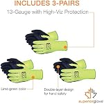 Superior Glove Gants de jardinage 3-Pack pour l'aménagement paysager et les travaux de triage (S13HVLX) Gants de taille de rose avec épurateur d'humidité
