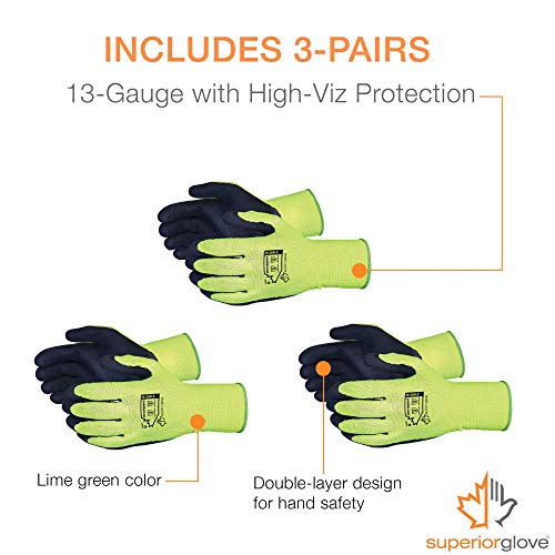 Superior Heavy Duty Gardening Gloves For Yard Work (3 Pack) Form Fitting Landscaping Glove Puncture Resistant With Composite Knit Breathable Backs - Mens Womens Unisex Design - Size Large #TOP3