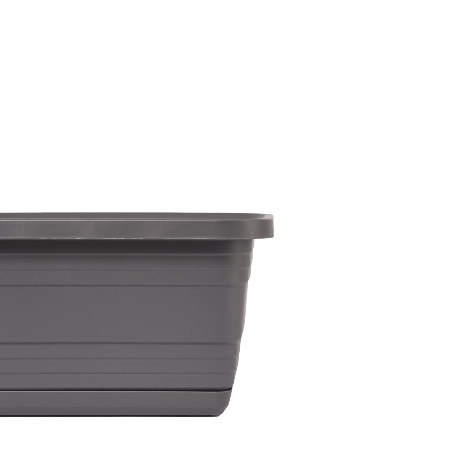 Tymar Lot de 2 jardinières rectangulaires avec soucoupe - Pour balcon, terrasse - En plastique - Anthracite - 79,6 x 17,9 x 14,5 cm