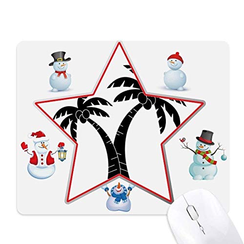 Tapis de souris étoile bonhomme de neige silhouette plage pour ordinateur