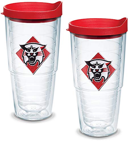Tervis Davidson Wildcats Logo Tumbler with Emblem and Red Lid 2 Pack 24oz, Clear