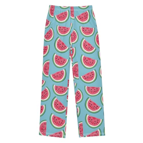 Summer Watermelon Prints Cute Pajama Pants, Soft Sleepwear Lounge Pants Pajama Pj Bottoms for 6-14 Years