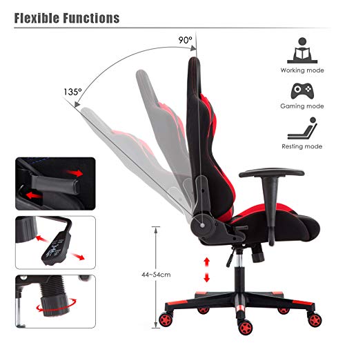 IntimaTe-WM-Heart-Silla-Gaming-Tela-Silla-Gamer-Ergonomica-Silla-con-Respaldo-Alto-Oficina-Silla-Computadora-Giratoria-Altura-Ajustable-y-Mecanismo-de-Inclinacion-Flexible-Rojo
