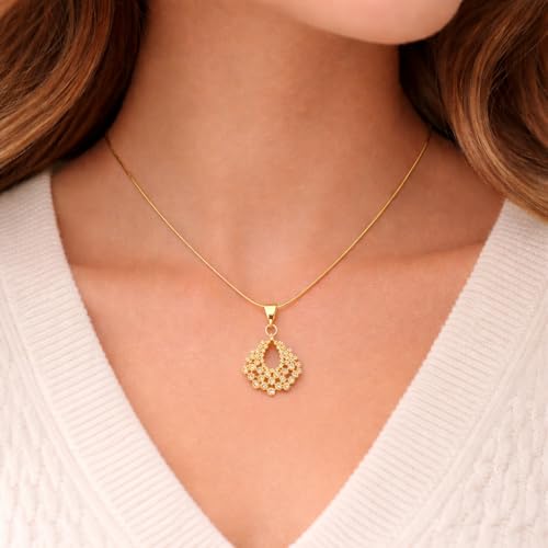 Image of RIDHVEE Anti-Tarnish Gold Plated Pendant Necklace for Women & Girls | Skin Friendly Lightweight Fashion Jewellery | Elegant Minimalist Chain Necklace & Gifting