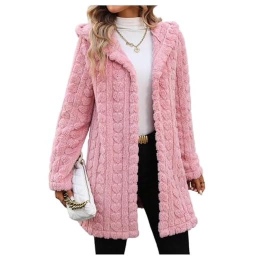 Manteau Femme Hiver Cintré Chauffant Fausse Fourrure Veste Peluche Femme Automne Pas Cher Vetement Mode Chaude Grande Taille Trench Coat Teddy 2#Rose M