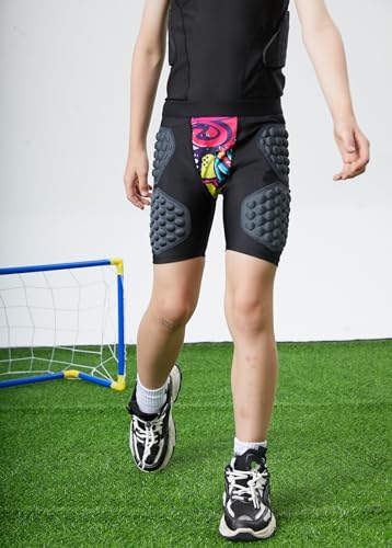 Topeter Youth Hip Protective Underwear Goalie Impact Shorts Hip Protective Gear Guard Impact Underwear for Rugby Pink YXL - Image 2