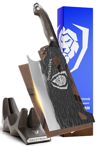 Dalstrong Obliterator Cleaver Knife - 9 inch - Barbarian Series - Premium Swedish 14C28N High Carbon Stainless Steel - Black Brown Stabilized Wood Handle - Massive Heavy Duty Kitchen Knife - Sheath