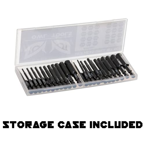 24 Pack Hex Bit Allen Wrench Drill Bit Set (Metric & Sae Sizes - Magnetic Tipped) - Hardened Cr-Mo Steel Hexagonal Bits - Perfect Replacement For Allen Wrenches & Hex Keys - 2.3" Long With 1/4" Shafts #TOP2