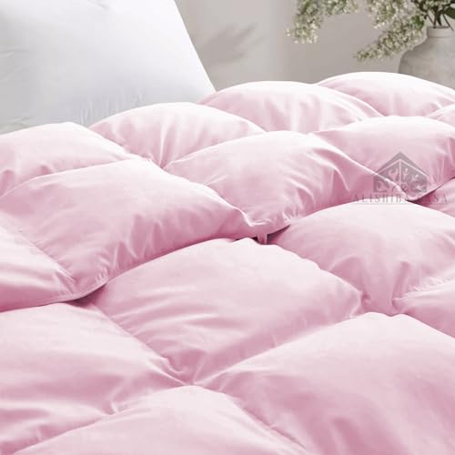 Image of Heavy Winter Comforter King Size 90 inchX106 inch | 600 GSM Fill for Winter Comforter /Rajai /Duvet /Blanket Hotel Luxury Soft Fluffy King Size - Baby Pink Color