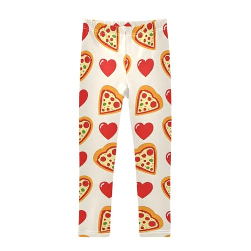 ALAZA Girls' Leggings Children's Yoga Pants Skinny Printed Dance Heart Pizza Comfortable 4T