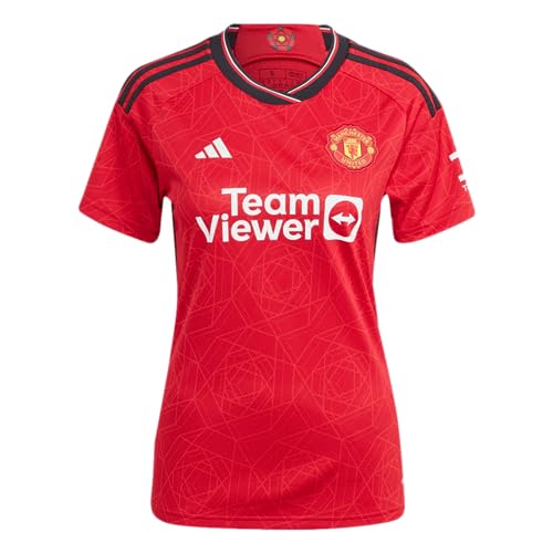 adidas Women's Soccer Manchester United 23/24 Home Jersey - Authentic Design with Cooling Heat.RDY Technology, Red, S