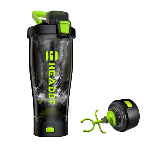 HeaDot Electric Protein Shaker Bottle，Blender Bottles for Protein Mixes，24 Oz Echargeable Type-C Shaker Cup，Made with Tritan，BPA Free Shakers for Protein Shakes(Green)