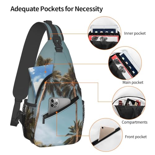 Bolso cruzado de pecho tropical negro para hombre y mujer miniatura 4