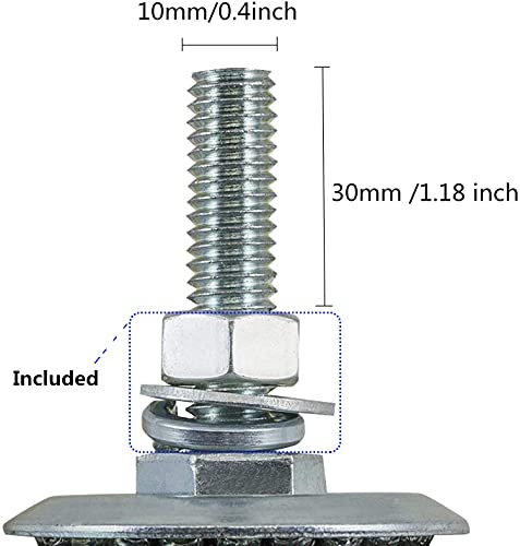 Wefoonlo 4 Pack, Locking Threaded Stem Mount 3" Swivel Caster Rotation Non-Marking Polyurethane Castor Wheel And Brake For Trolley, Carts, Furniture, Dolly, Workben (M10) #TOP1