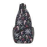 Bolsa tiracolo de Natal para mulheres e homens, bolsa de peito de ano novo, bolsa de ombro, mochila de tiracolo, presentes de Natal, Padrão de Natal com doces de Natal 16, One Size, Mochilas Sling