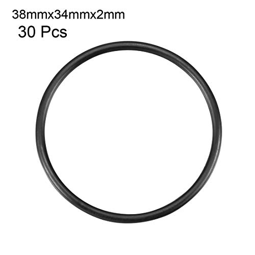 sourcing map 30 Stück Nitrilkautschuk O Ringe Metrische Dichtung 38mm Außendurchm. 34mm Innendurchm. 2mm Breite